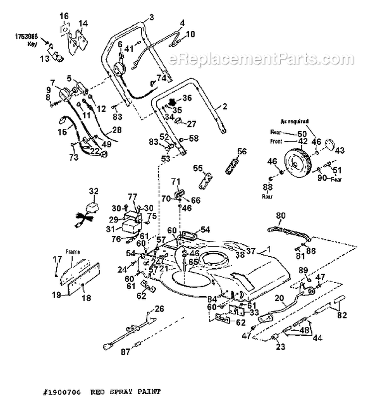 Page B Diagram and Parts List for 8655R S/N B440300101-B440399999 Troy-Bilt Lawn Mower