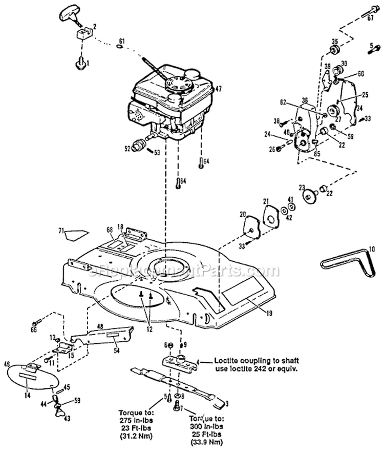 Page A Diagram and Parts List for 8656R S/N B460400101-UP Troy-Bilt Lawn Mower