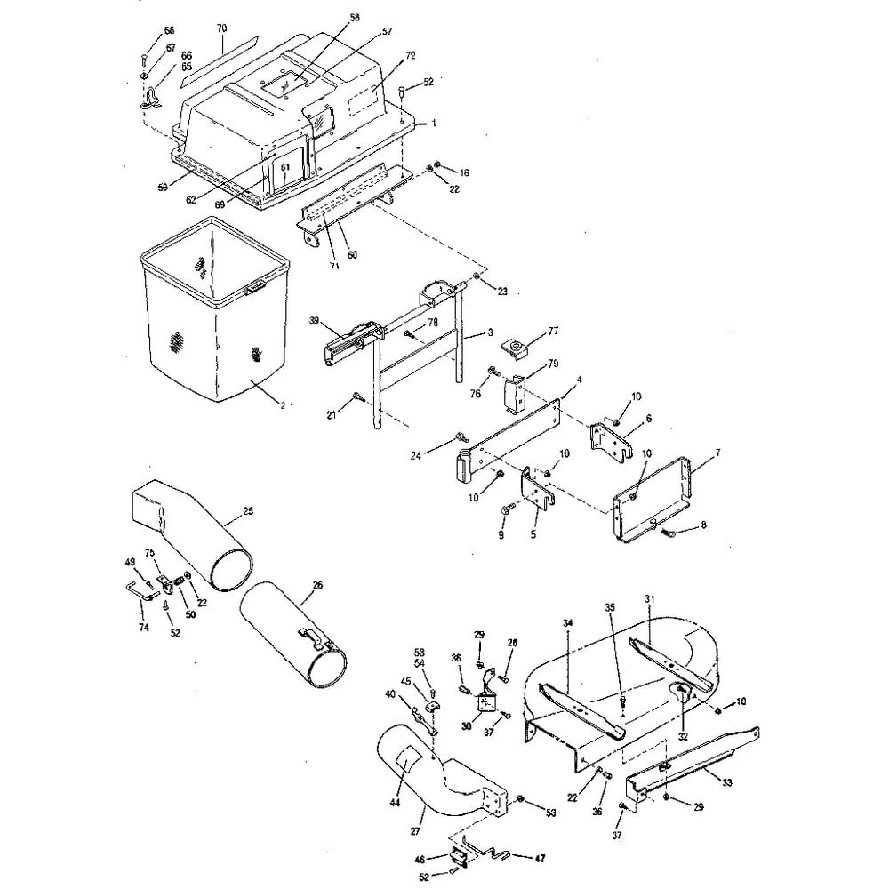 Replacement Parts Diagram and Parts List for 30936R-GRASSCATCHER  Troy-Bilt Lawn Tractor