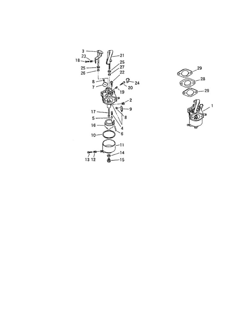Carburetor Diagram and Parts List for 01923  Troy-Bilt Generator