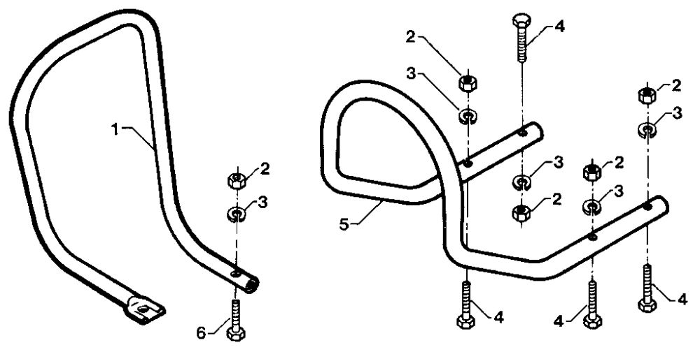 Bumper And Carburetor Guard Attachment Diagram and Parts List for 12065  Troy-Bilt Tiller