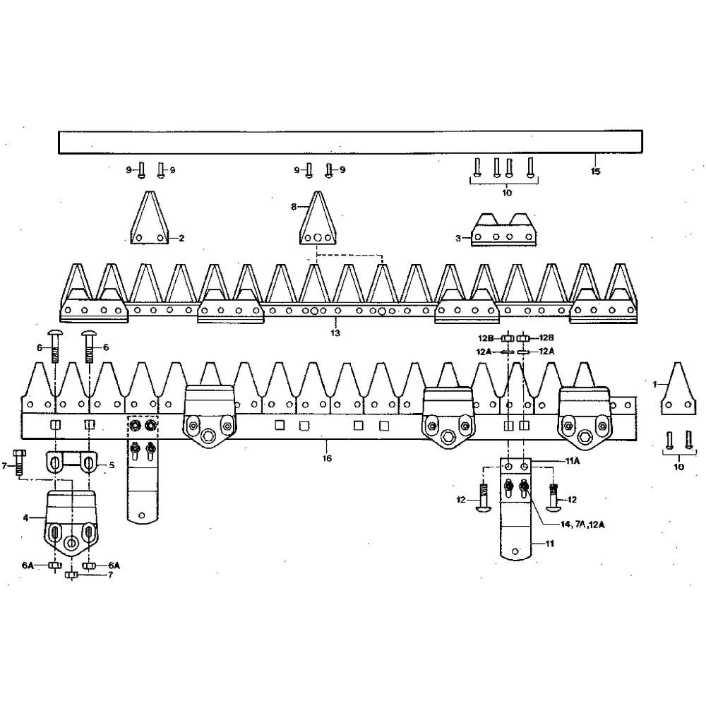 Cutter Bar Diagram and Parts List for TRAILBLAZERP100000ANDUP  Troy-Bilt Lawn Mower
