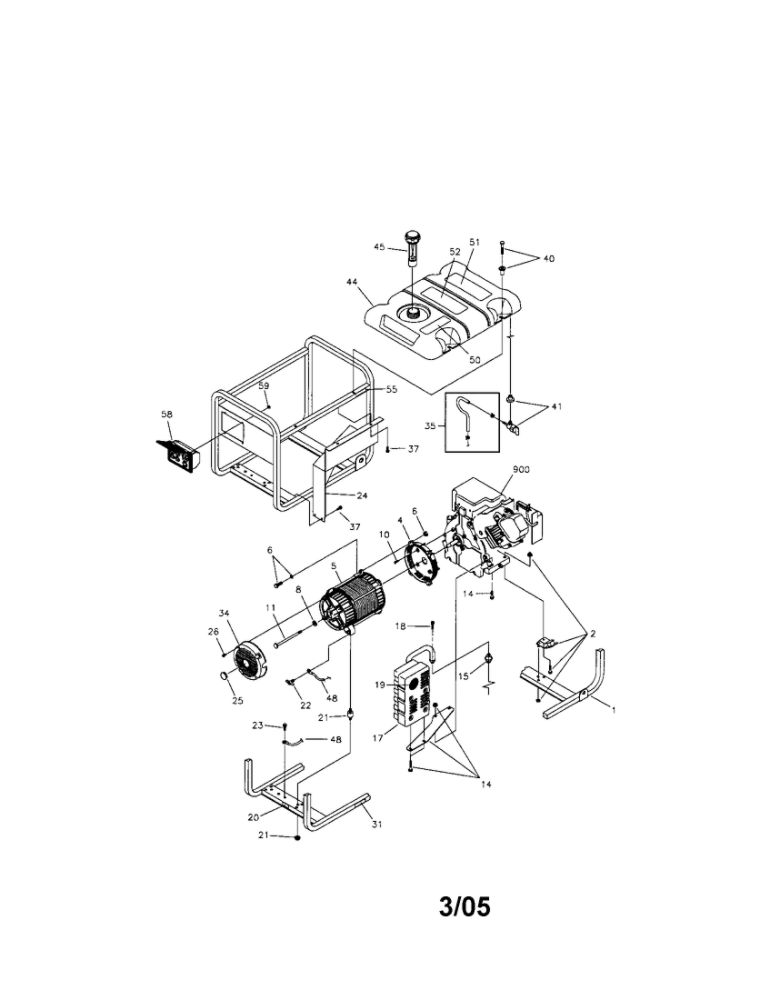 Main Unit 3 Diagram and Parts List for 01924  Troy-Bilt Generator