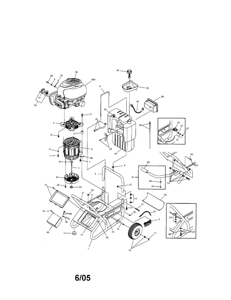 Main Unit Assembly Diagram and Parts List for 030237  Troy-Bilt Generator