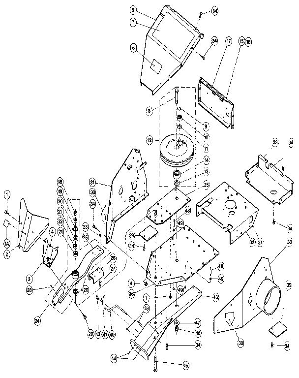 Chassis Components, Drive Arm, Cutter Bar Support, And Flywh Diagram and Parts List for 88992  Troy-Bilt Lawn Mower