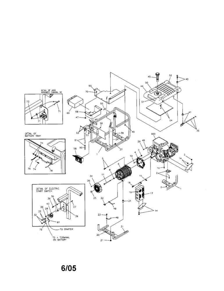Main Unit Assembly Diagram and Parts List for 030240  Troy-Bilt Generator