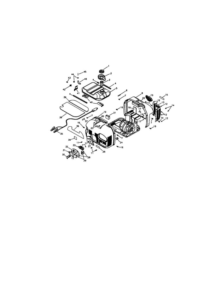 Fuel Tank/Housing/Fuel Hose Diagram and Parts List for 01923  Troy-Bilt Generator