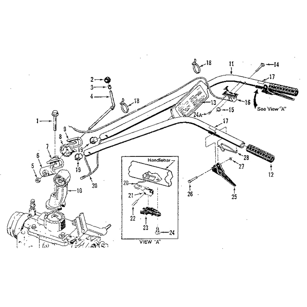 Handlebar Assembly (Figure 1) Diagram and Parts List for HORSESERIAL916107ANDUP  Troy-Bilt Tiller
