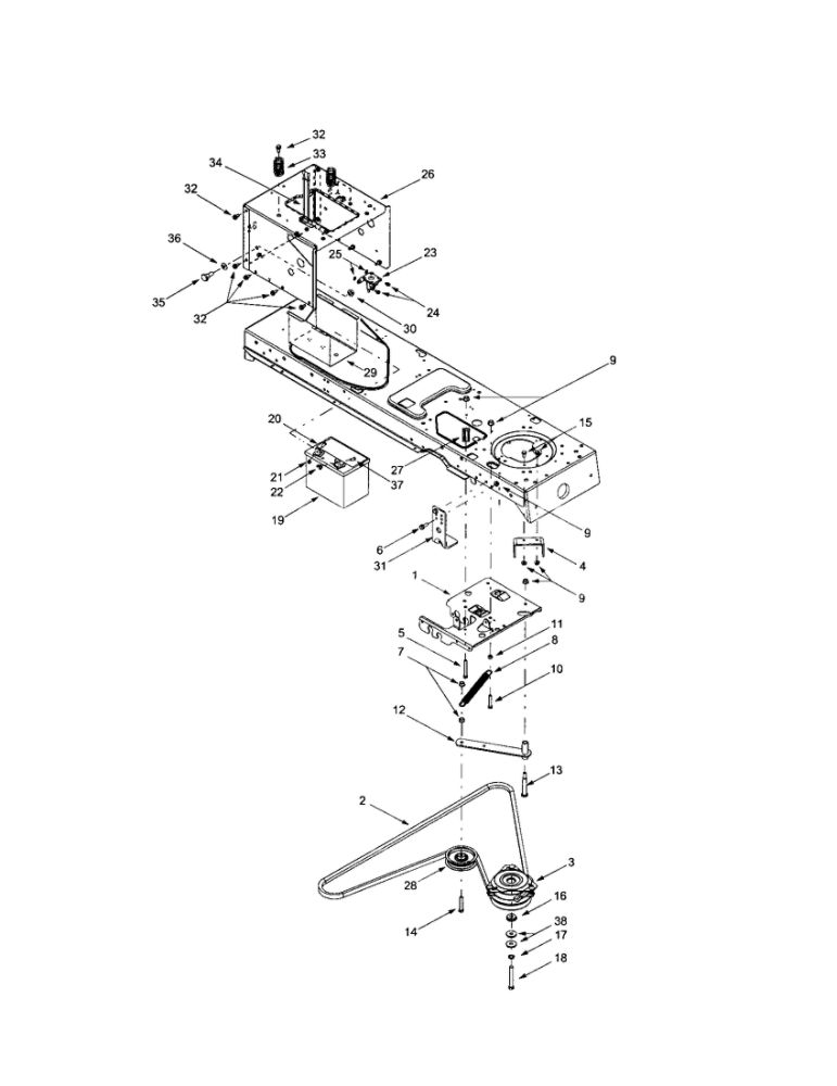 Idler Bracket Assembly Diagram and Parts List for V809H  Troy-Bilt Lawn Tractor