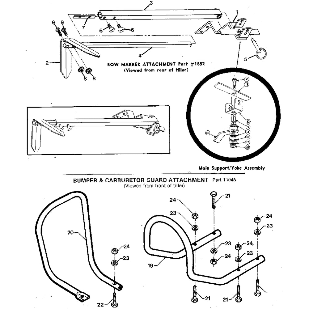 Row Marker Attachment Diagram and Parts List for JUNIORSERIAL#M74690ANDUP  Troy-Bilt Tiller