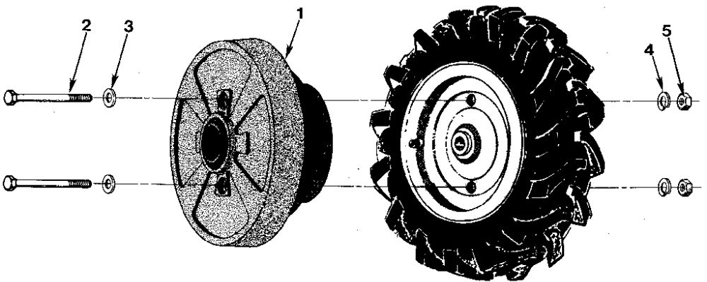 Wheel Assembly Diagram and Parts List for HORSE 857037 AND UP Troy-Bilt Tiller