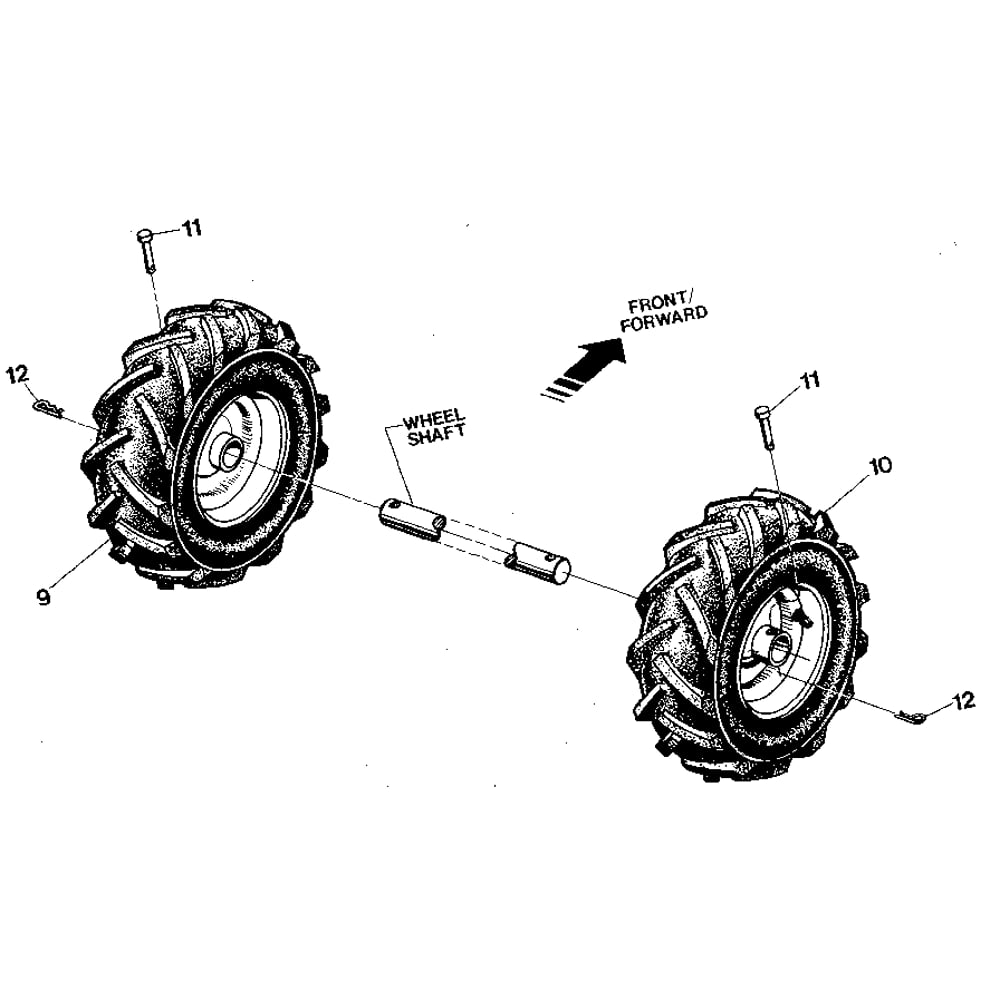 Wheels Diagram and Parts List for PONYSERIAL#S20312ANDUP  Troy-Bilt Tiller