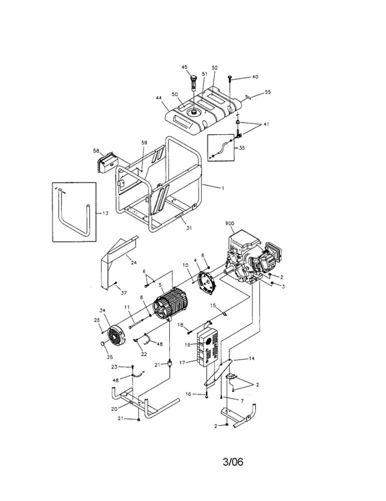 Main Unit 2 Diagram and Parts List for 030245  Troy-Bilt Generator