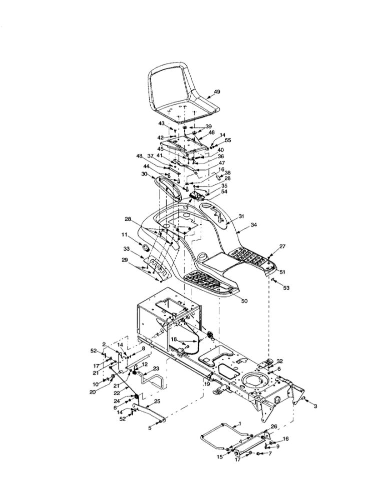 Seat/Fender Diagram and Parts List for X609G  Troy-Bilt Lawn Tractor