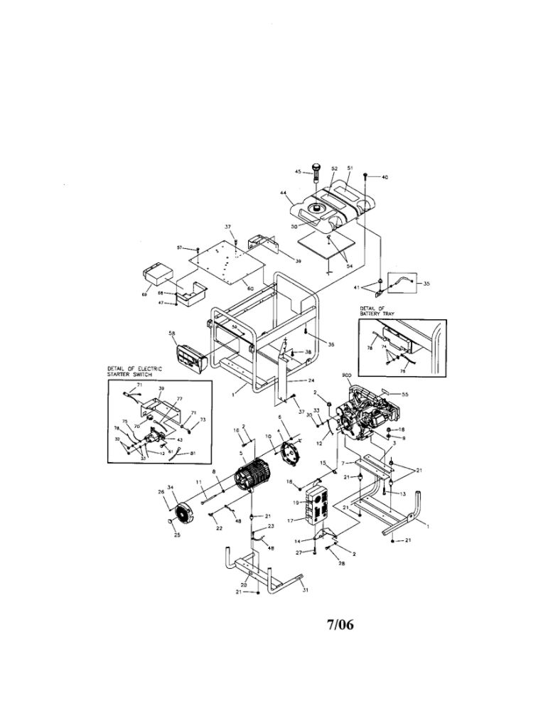 Main Unit 3 Diagram and Parts List for 030247  Troy-Bilt Generator