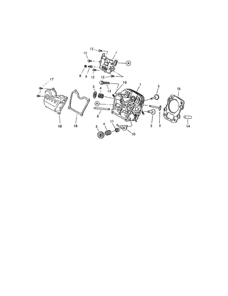 Cylinder Head Assembly Diagram and Parts List for 01923  Troy-Bilt Generator