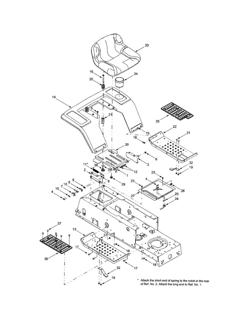 Seat Diagram and Parts List for J689  Troy-Bilt Lawn Tractor
