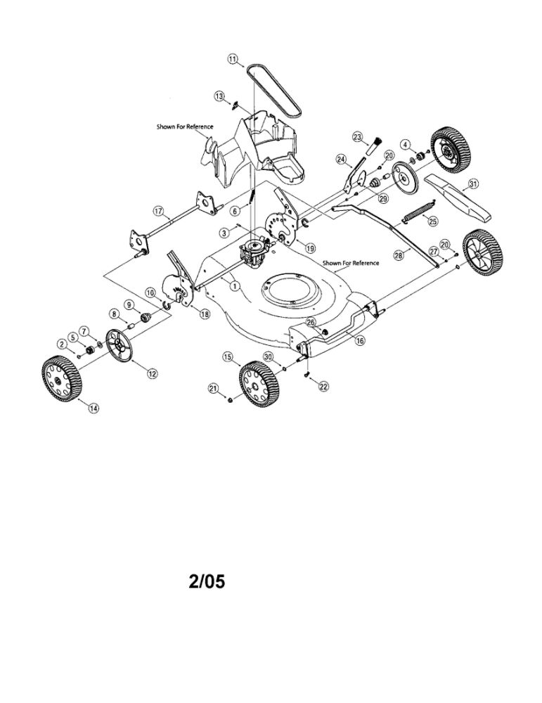 Transmission Assembly Diagram and Parts List for 830  Troy-Bilt Lawn Mower