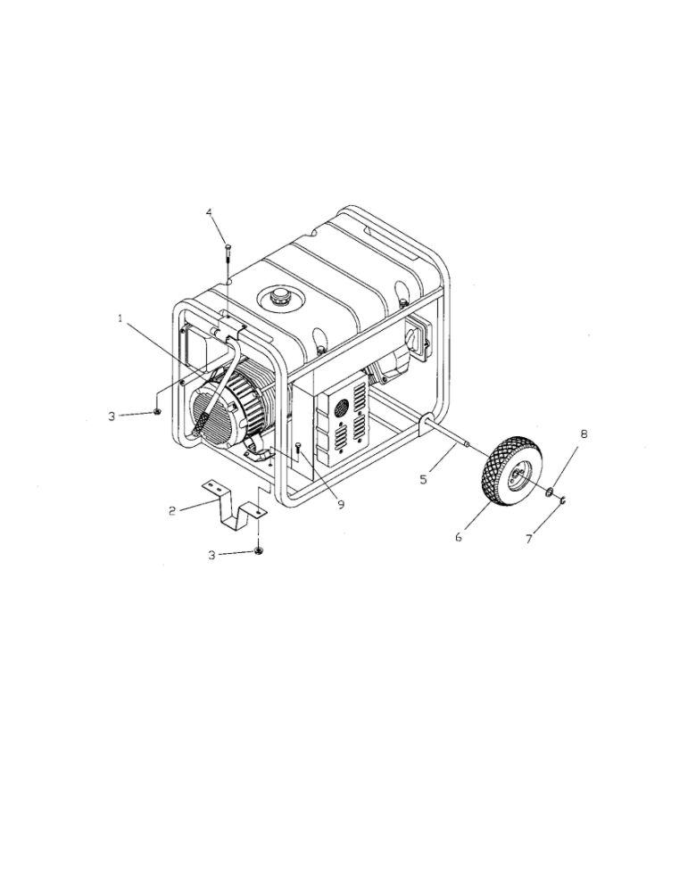 Wheel Kit Assembly Diagram and Parts List for 01919-1  Troy-Bilt Generator