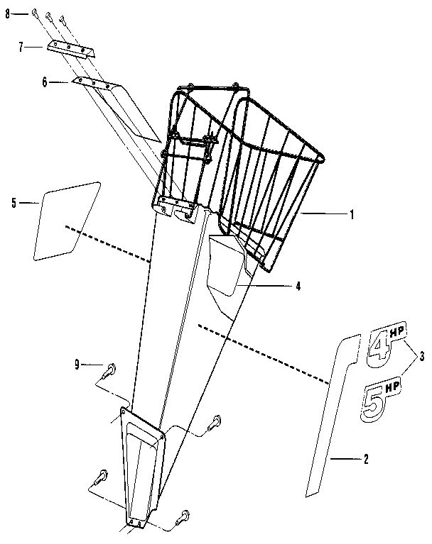 Chipper Chute Diagram and Parts List for 47280  Troy-Bilt Chipper Shredder