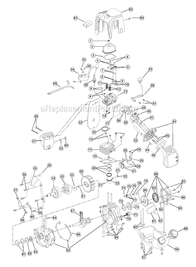 Page B Diagram and Parts List for BCR4 41AD179G695 Troy-Bilt Trimmer