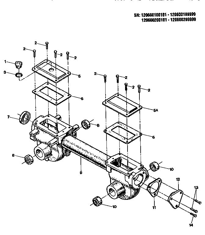 Transmission Housing Diagram and Parts List for 150080300101 150080399999 Troy-Bilt Tiller