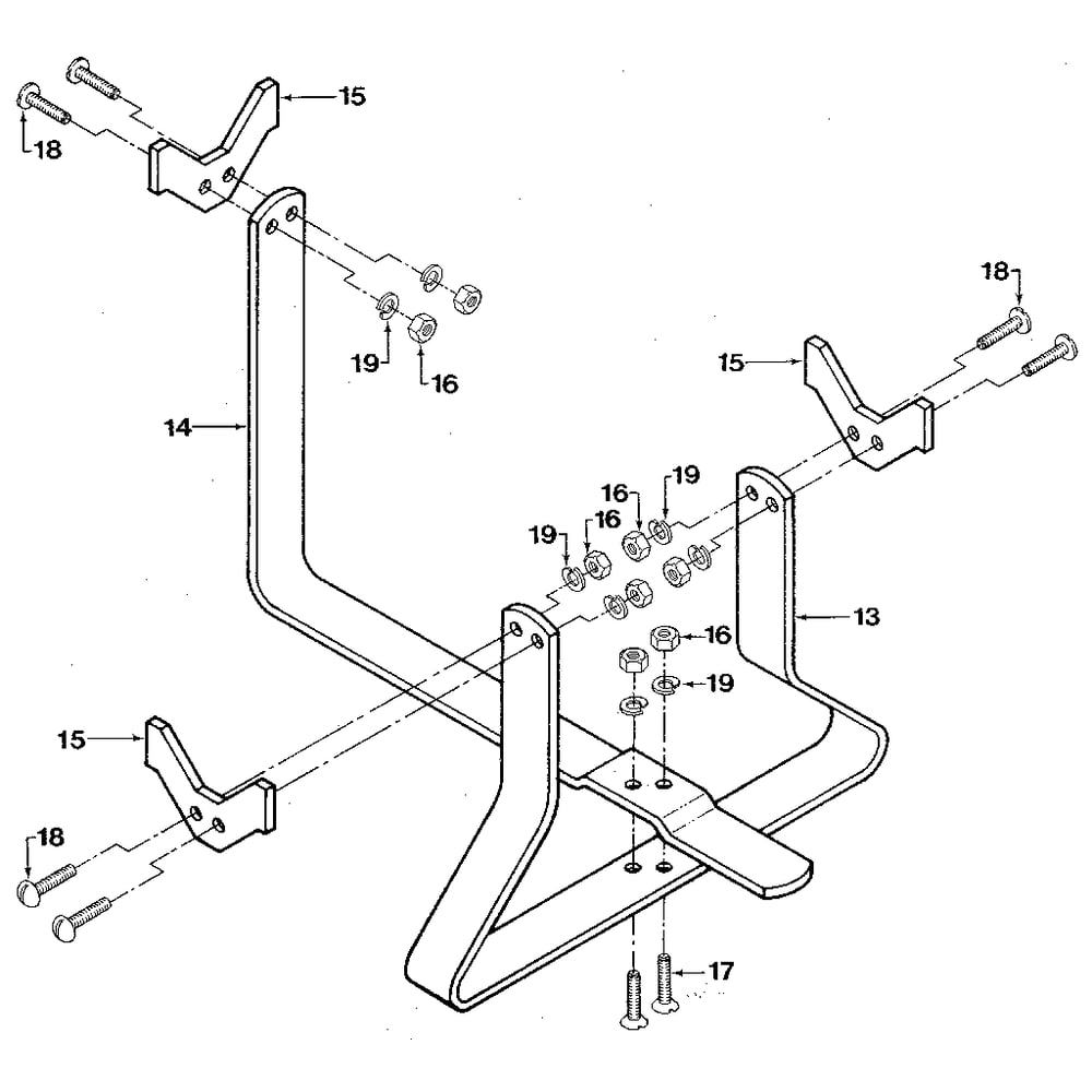 Tine Attachment Cradle Diagram and Parts List for HORSESERIALNO857037ANDUP  Troy-Bilt Tiller