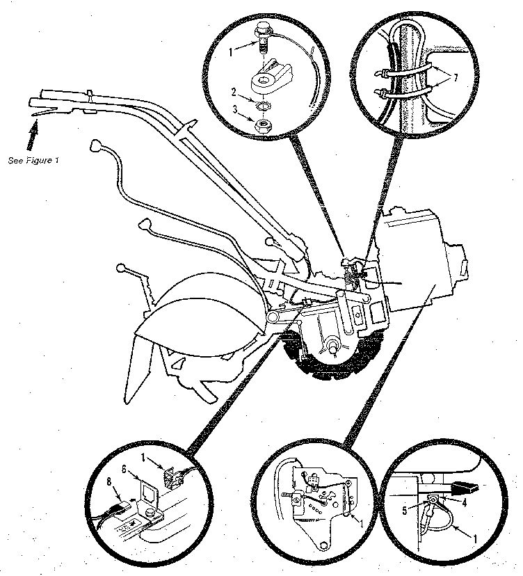 Forward Interlock System Diagram and Parts List for HORSE 916107 AND UP Troy-Bilt Tiller