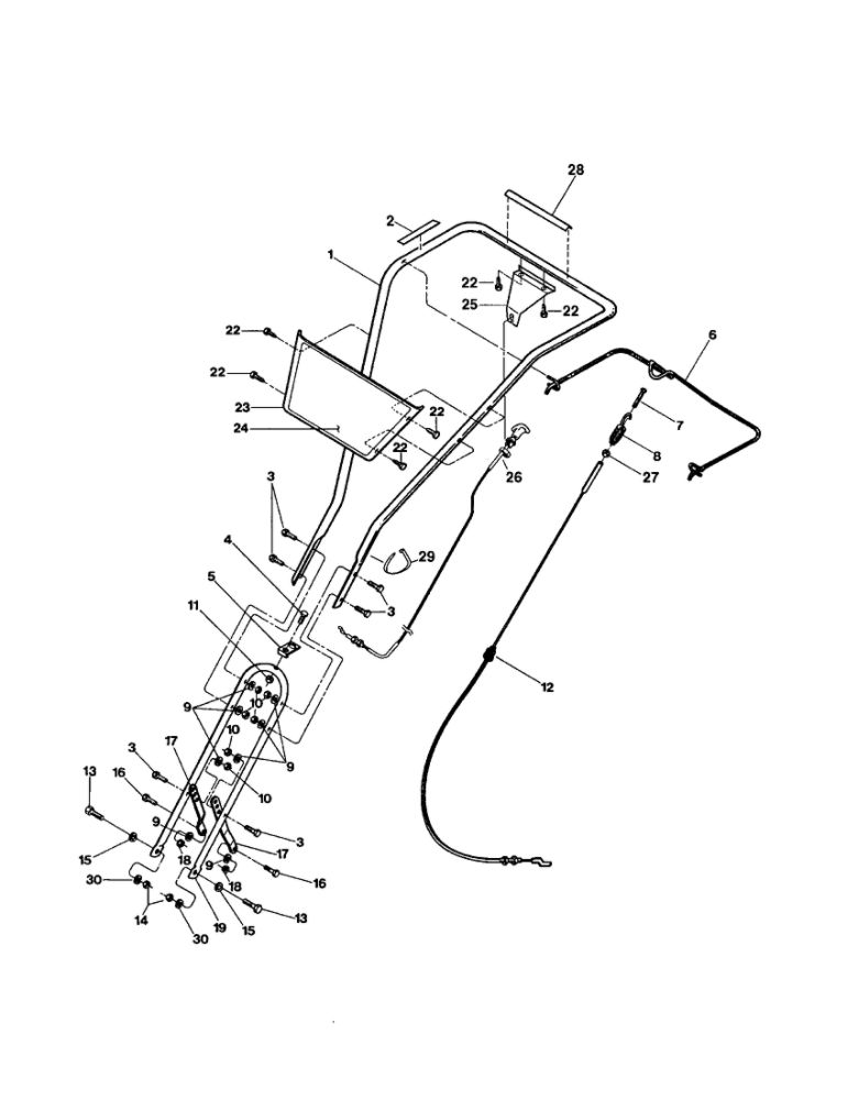 Handlebar/Cable Diagram and Parts List for 21A-634B063 2001 Troy-Bilt Tiller