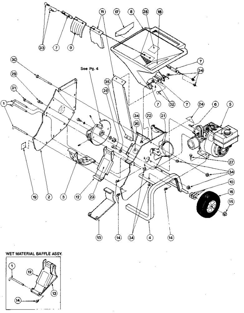 Main Frame Diagram and Parts List for JUNIOR TOMAHAWK  Troy-Bilt Chipper Shredder