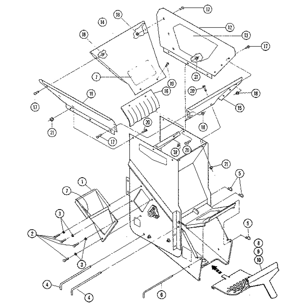 Hopper Segment Diagram and Parts List for W403145  Troy-Bilt Chipper Shredder