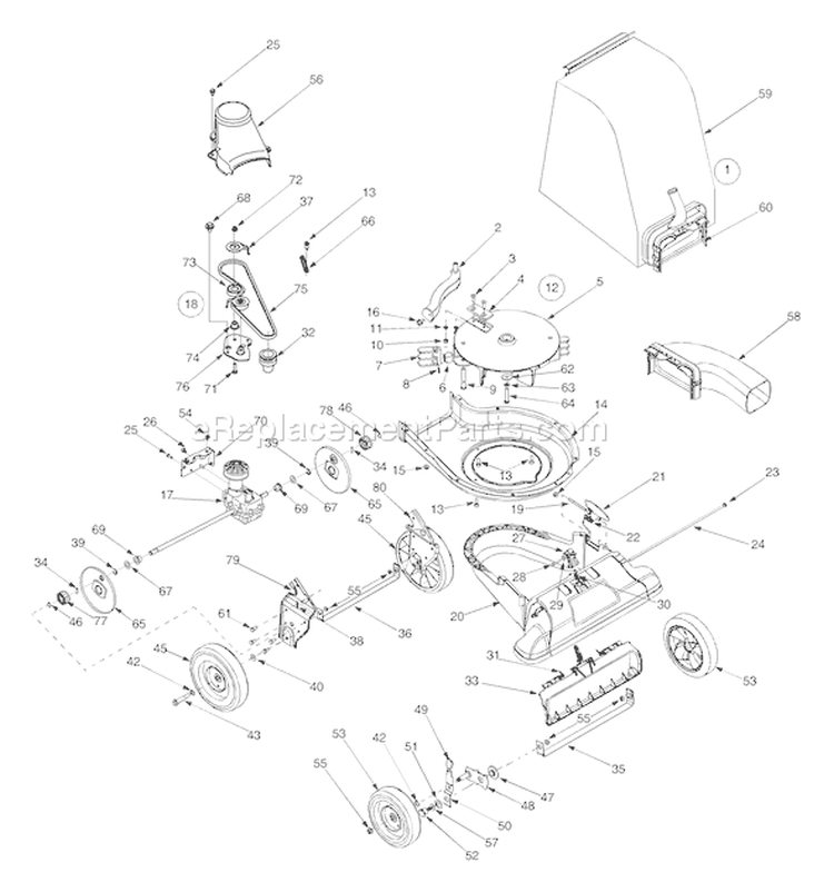 Page B Diagram and Parts List for CSV070 2005 Troy-Bilt Chipper Shredder