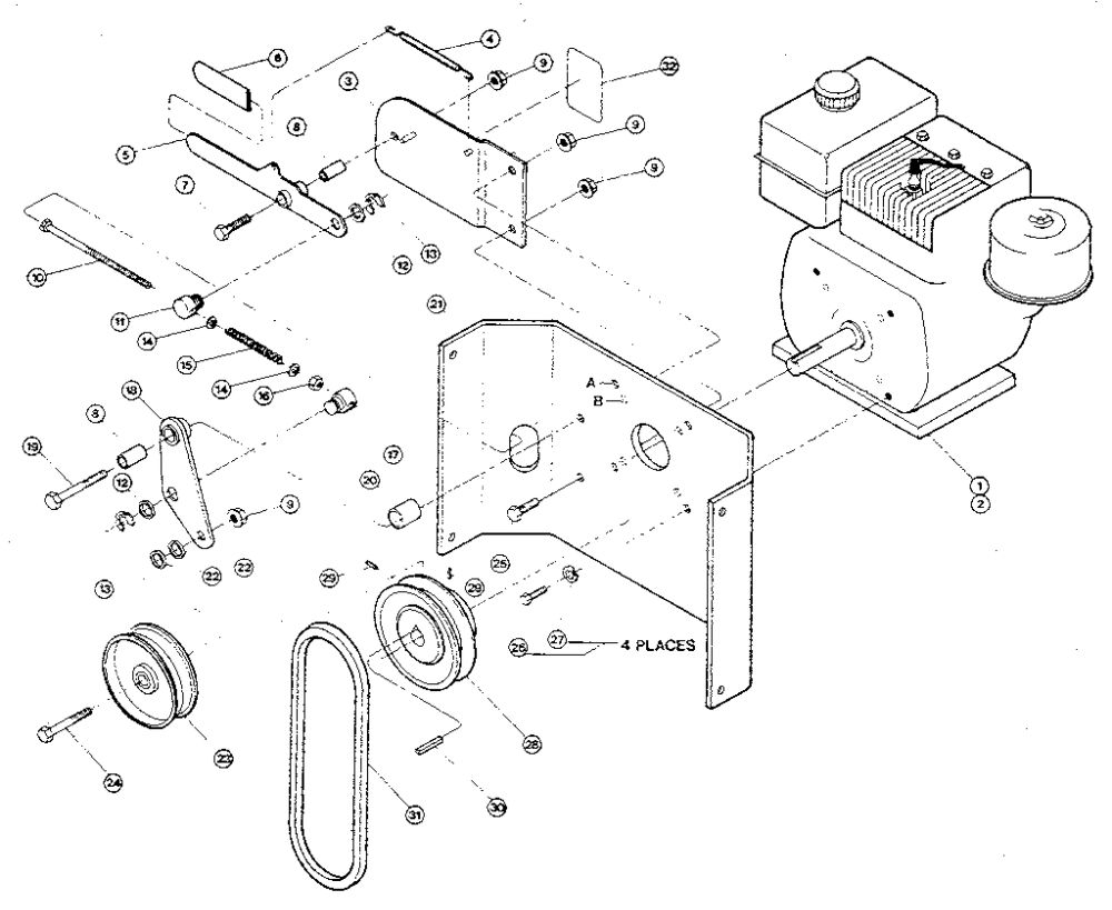 Engine Diagram and Parts List for TOMAHAWK 5HP W517025 AND UP Troy-Bilt Chipper Shredder