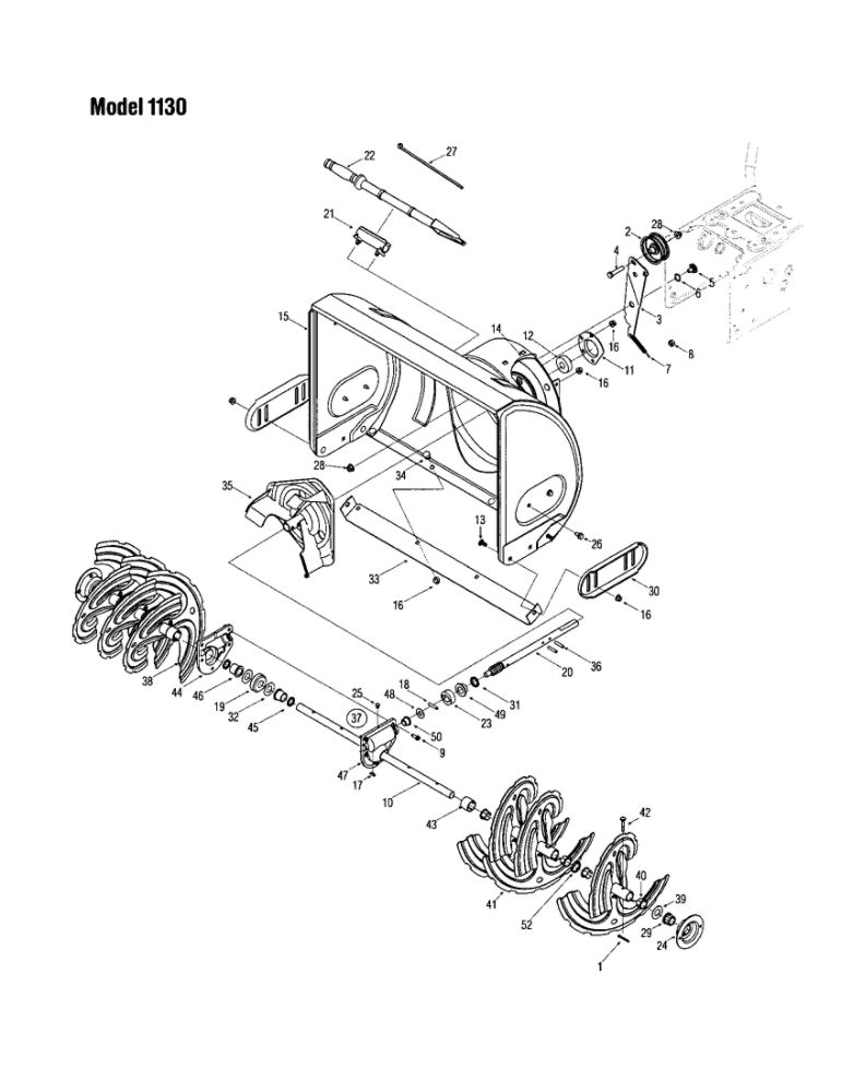 Auger Housing/Spiral Assembly 2 Diagram and Parts List for 31AE7S75711  Troy-Bilt Snow Blower