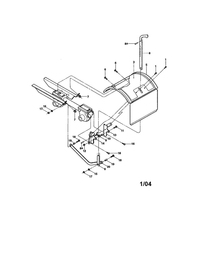 Tine Hood/Drag Bar Diagram and Parts List for 21A-634B063 2001 Troy-Bilt Tiller