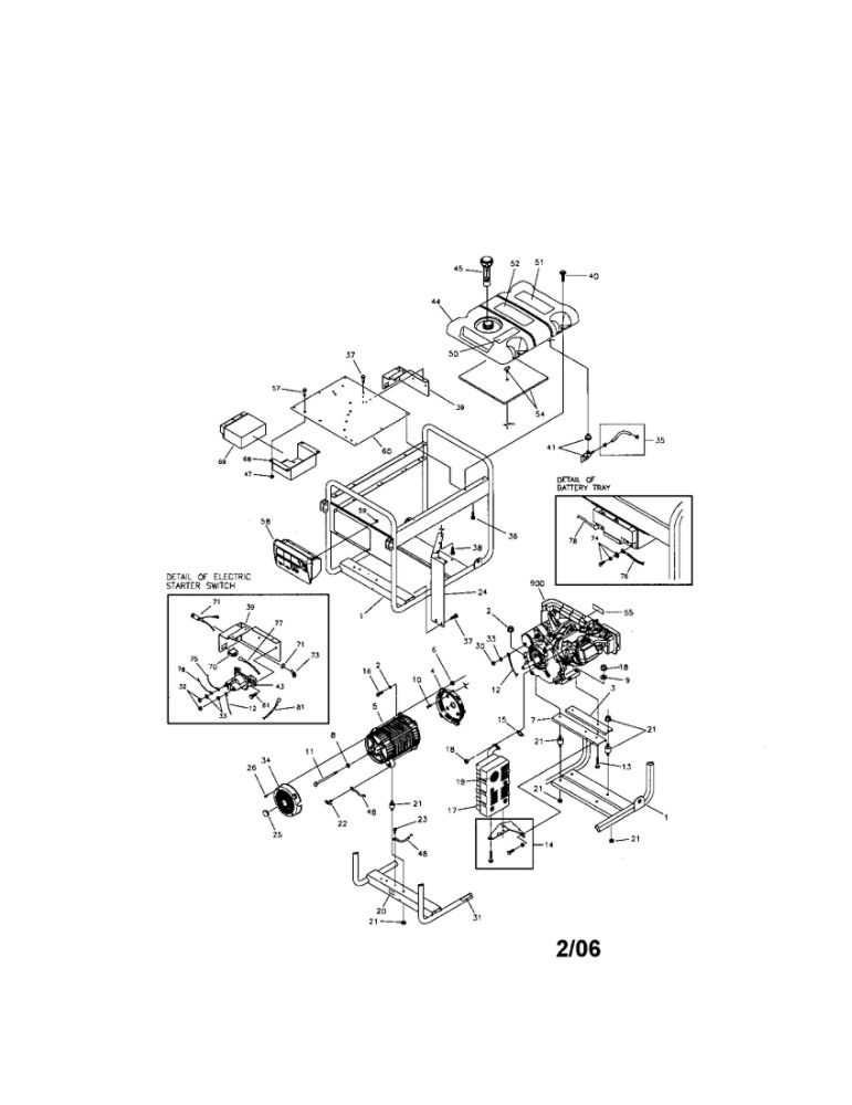 Main Unit 1 Diagram and Parts List for 030247  Troy-Bilt Generator
