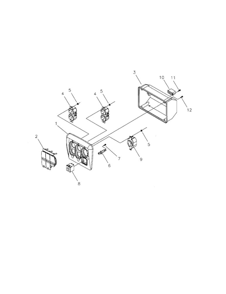 Control Panel 1 Diagram and Parts List for 030245  Troy-Bilt Generator