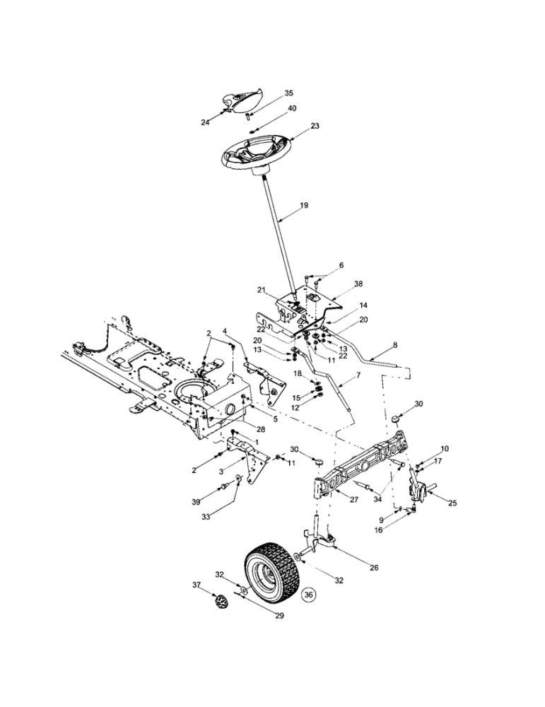 Steering Section Diagram and Parts List for 13AJ609G766 2003 Troy-Bilt Lawn Mower