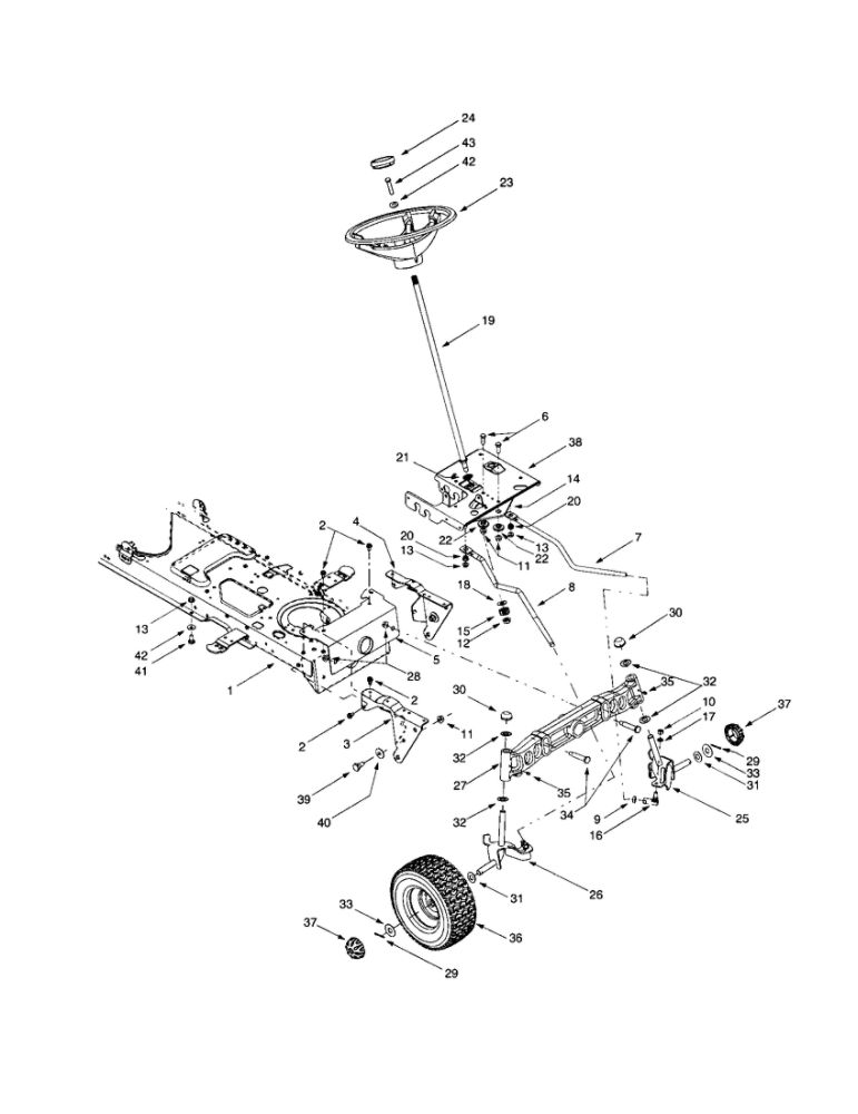 Steering Assembly Diagram and Parts List for 14AY809P063 1999 Troy-Bilt Lawn Tractor