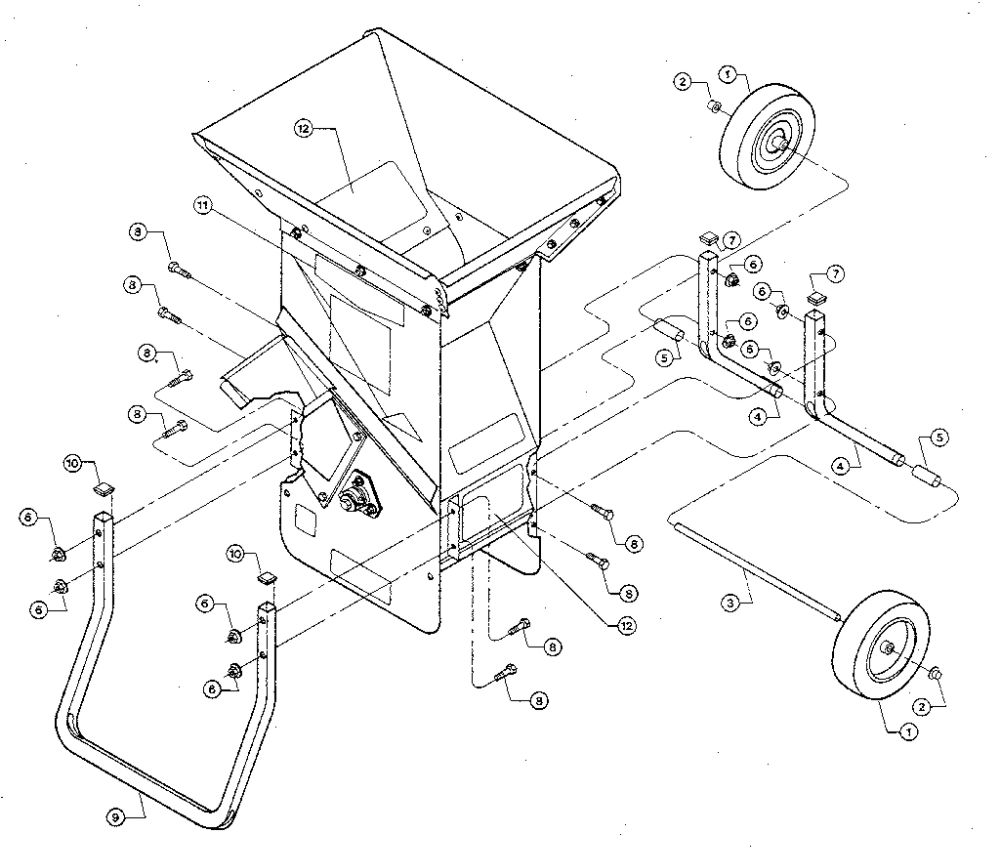 Drawing Three Diagram and Parts List for SUPER TOMAHAWK 8HP  Troy-Bilt Chipper Shredder