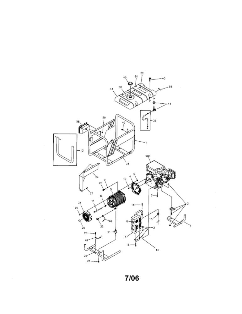 Main Unit 6 Diagram and Parts List for 030248  Troy-Bilt Generator