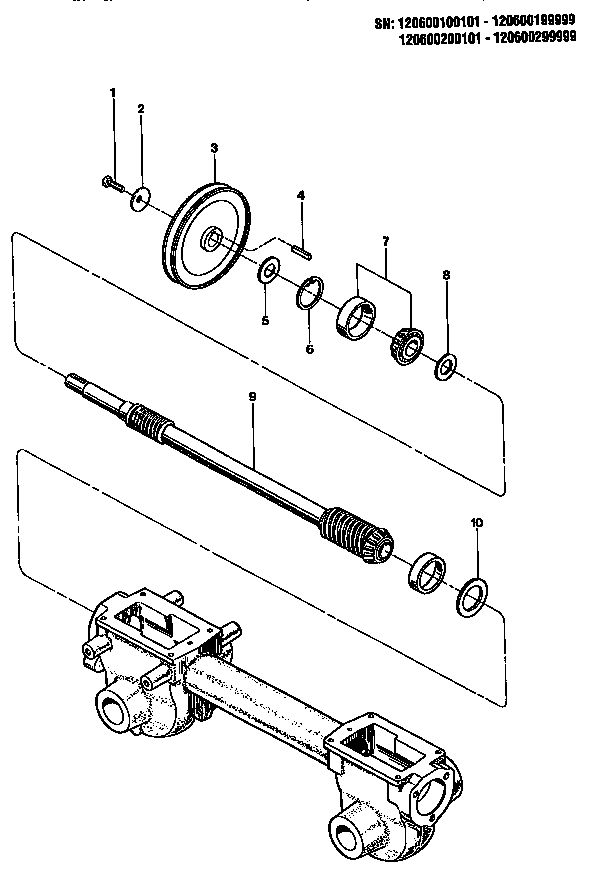 Drive Shaft Assembly Diagram and Parts List for 150080300101 150080399999 Troy-Bilt Tiller