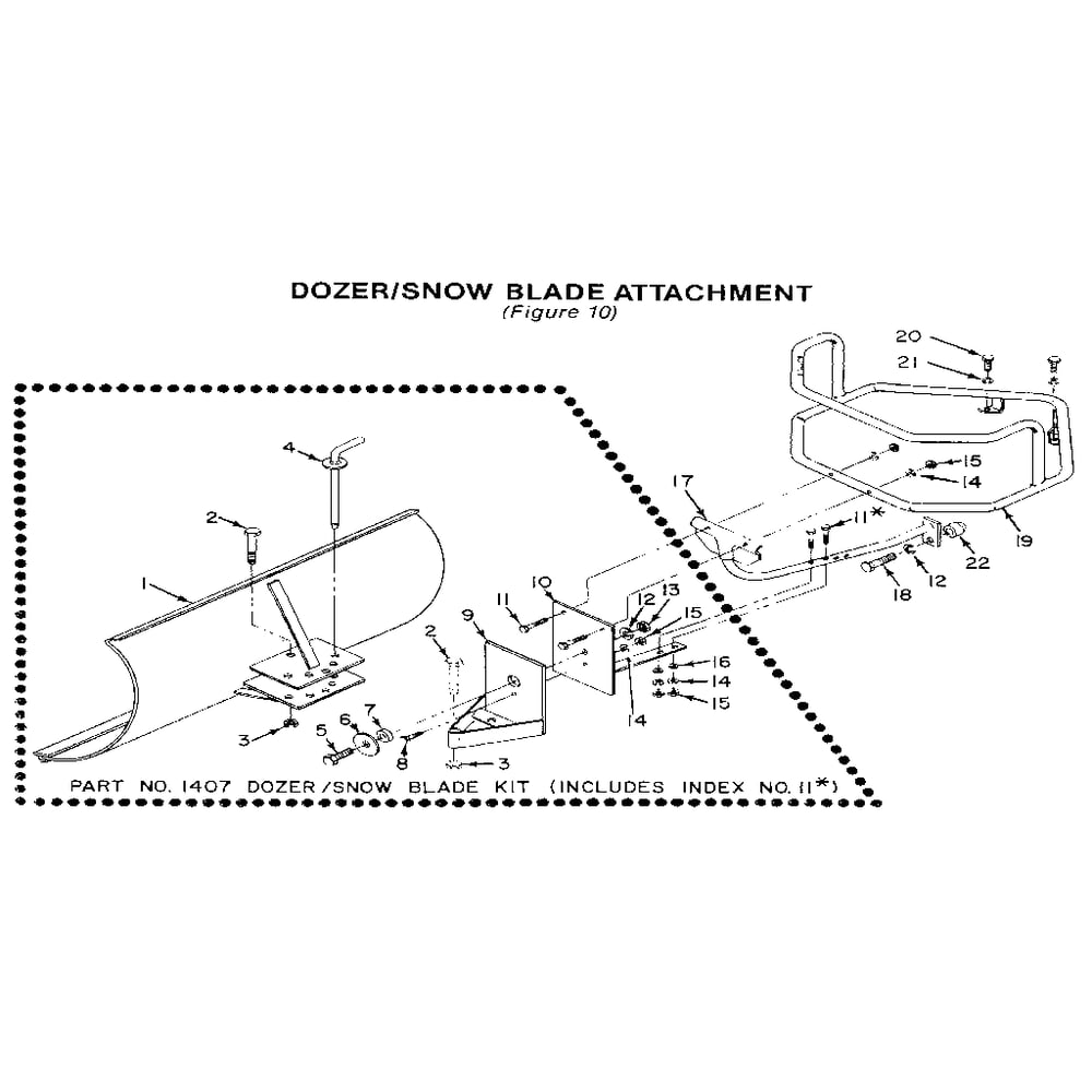 Dozer/Snow Blade Attachment Diagram and Parts List for 00950727  Troy-Bilt Tiller
