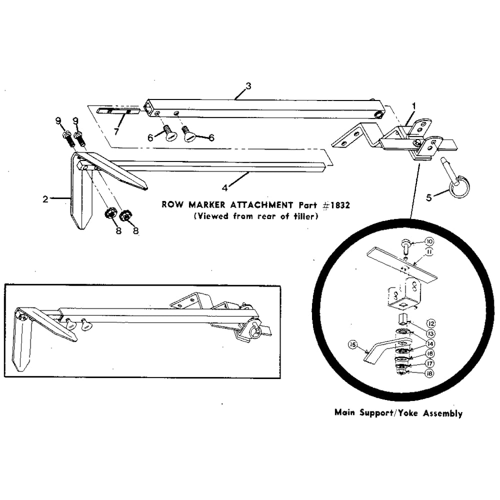 Row Maker Attachment Diagram and Parts List for ECONOHORSE#E9434ANDUP  Troy-Bilt Tiller