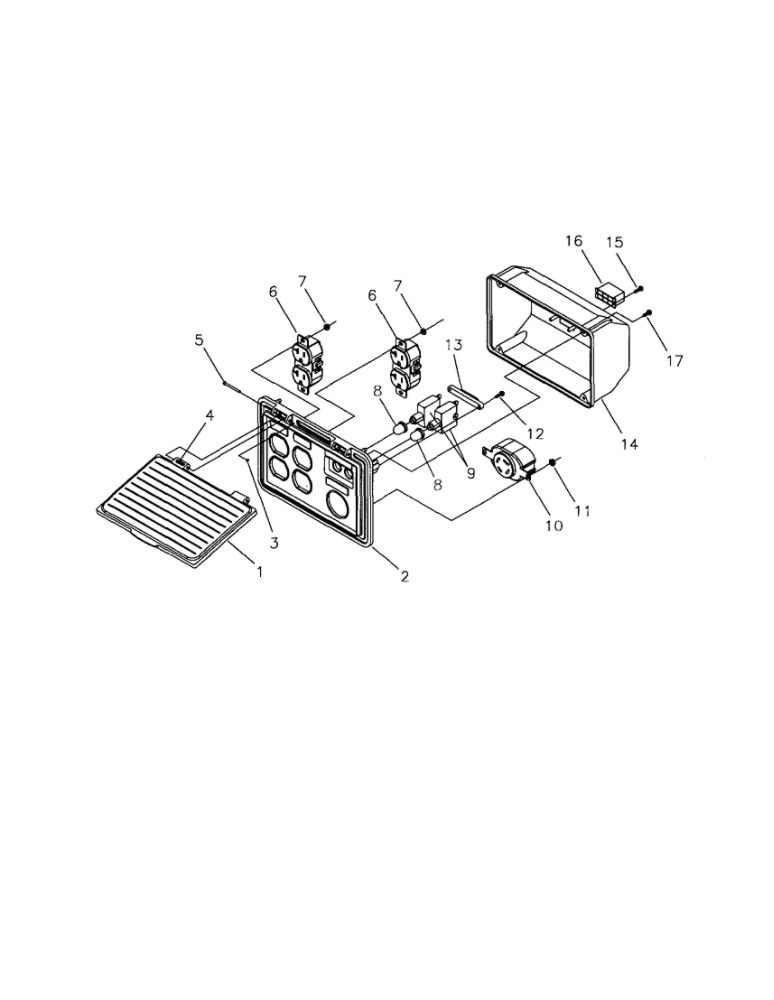 Control Panel Diagram and Parts List for 01924  Troy-Bilt Generator