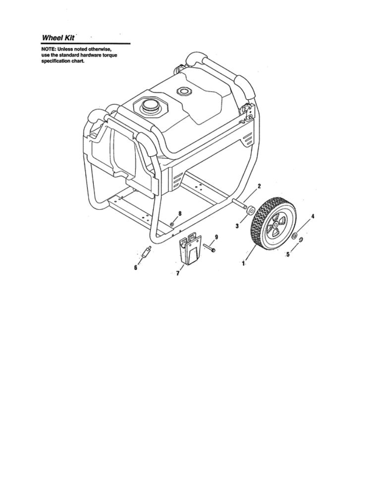 Wheel Kit Diagram and Parts List for 030477A-01  Troy-Bilt Generator