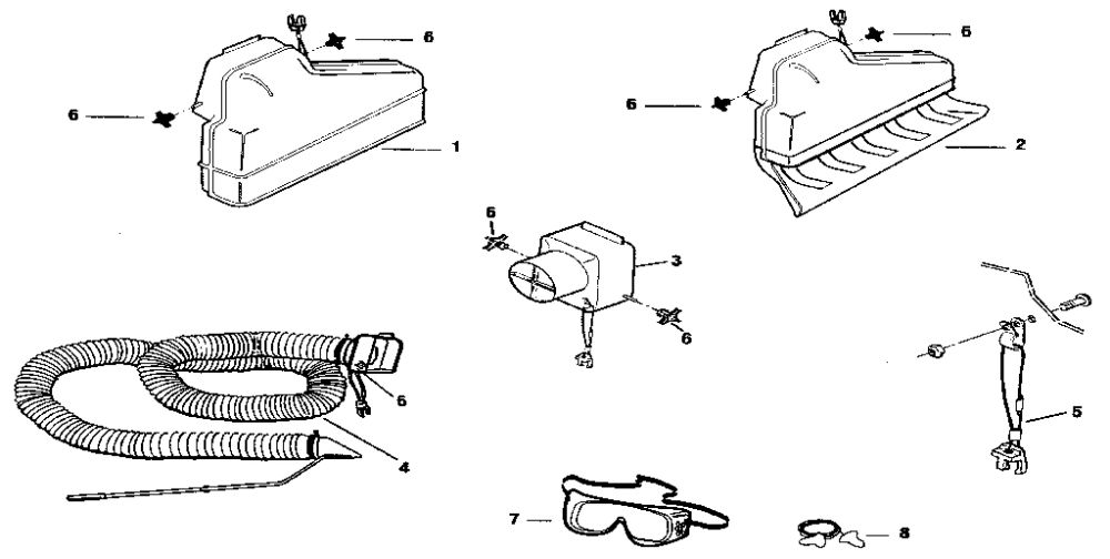 Attachments And Accessories Diagram and Parts List for 47280  Troy-Bilt Chipper Shredder