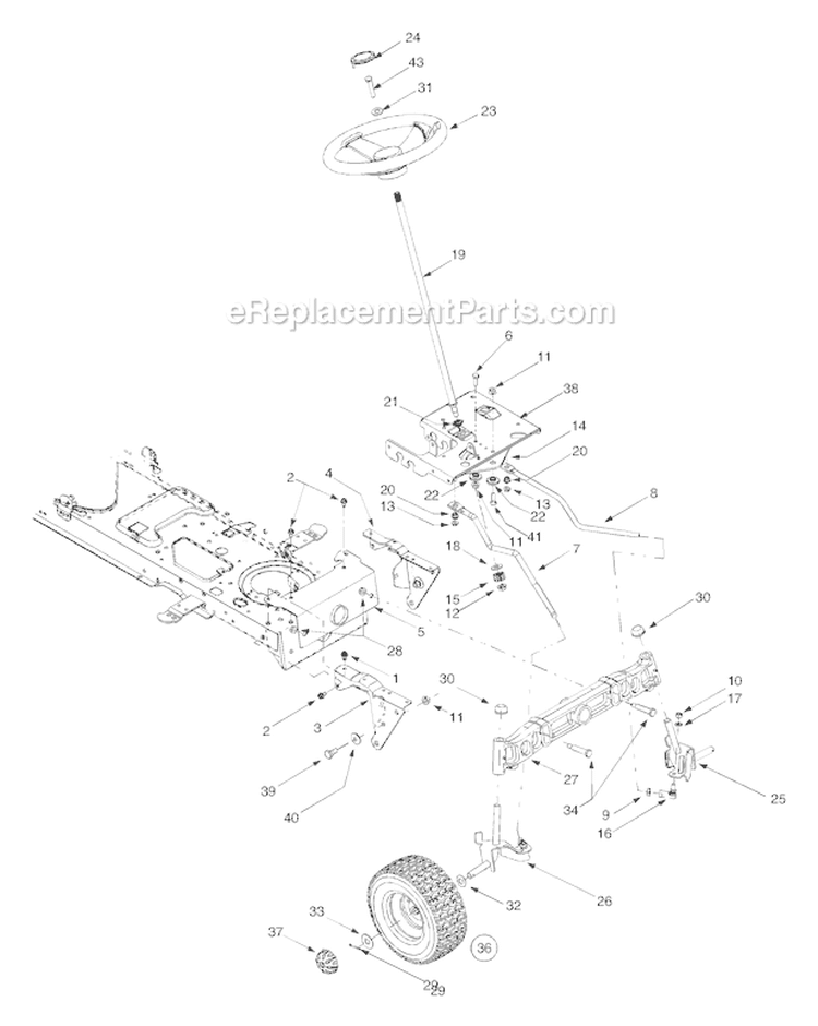 Page D Diagram and Parts List for GTX2446 14AZ809H063 -2003 Troy-Bilt Lawn Tractor