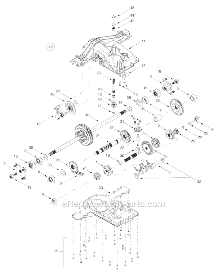 Page H Diagram and Parts List for GTX2446 14AZ809H063 -2003 Troy-Bilt Lawn Tractor