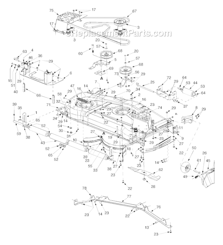 Page A Diagram and Parts List for GTX2654 14AZ809K063 -2003 Troy-Bilt Lawn Tractor